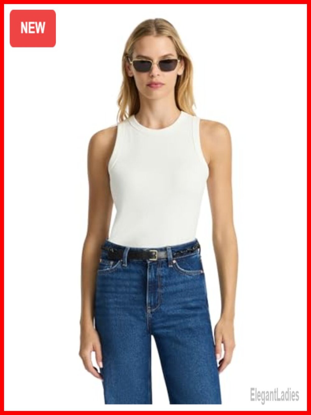 Good Earth Cotton Tank Top High Neck Slim Fit Layering Essential